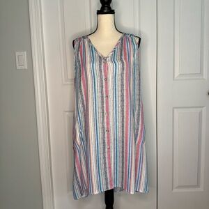 Portocruz Striped Sleeveless Button-Down beach coverup dress size xl